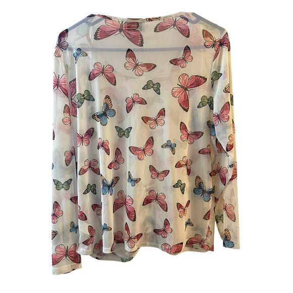 Homegirl Society Sheer Colorful Butterfly Layering Top Y2K Style Size 1X - Picture 5 of 7